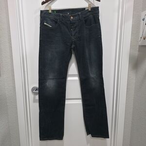 Diesel Men's Regular Straight Jeans in Dark Indigo Wash